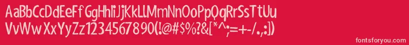 ShakyHandSomeComic Font – Pink Fonts on Red Background