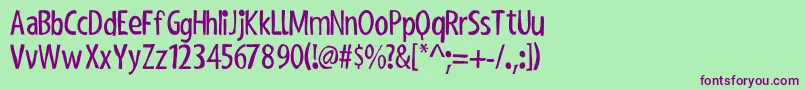 ShakyHandSomeComic Font – Purple Fonts on Green Background