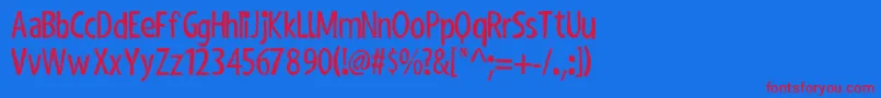 ShakyHandSomeComic Font – Red Fonts on Blue Background