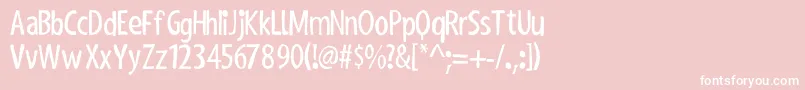 フォントShakyHandSomeComic – ピンクの背景に白い文字