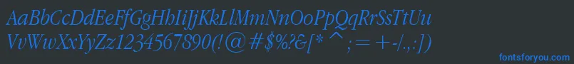Czcionka Applegaramond Lightitalic – niebieskie czcionki na czarnym tle