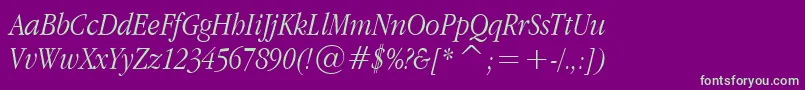 Applegaramond Lightitalic-fontti – vihreät fontit violetilla taustalla