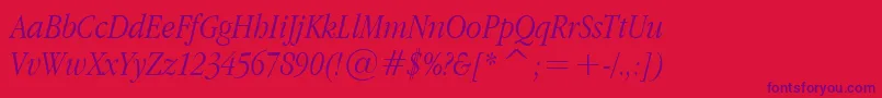 Шрифт Applegaramond Lightitalic – фиолетовые шрифты на красном фоне