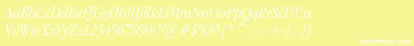 Fonte Applegaramond Lightitalic – fontes brancas em um fundo amarelo