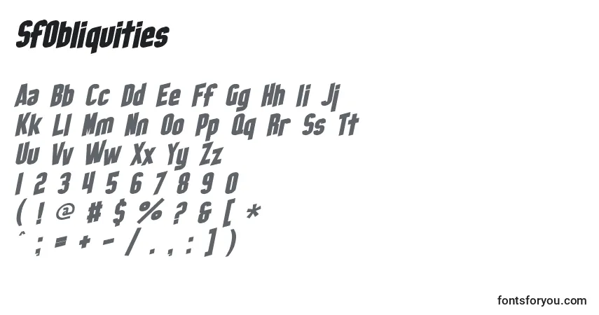 SfObliquities-fontti – aakkoset, numerot, erikoismerkit