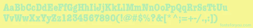 KeyboardCondensedSsiBoldCondensed-fontti – vihreät fontit keltaisella taustalla
