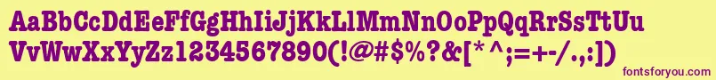 KeyboardCondensedSsiBoldCondensed-fontti – violetit fontit keltaisella taustalla