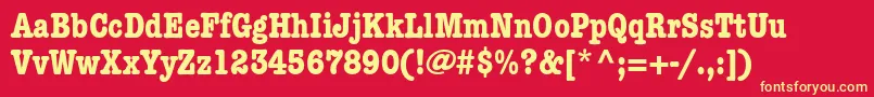 KeyboardCondensedSsiBoldCondensed-fontti – keltaiset fontit punaisella taustalla