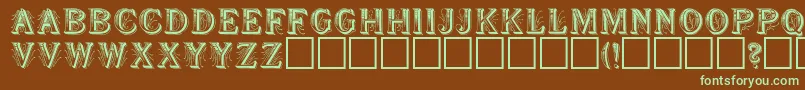 フォントSeymourRegular – 緑色の文字が茶色の背景にあります。