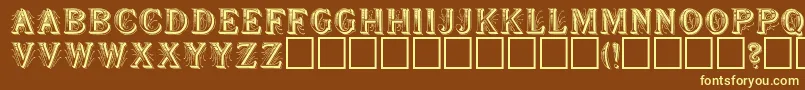 SeymourRegular-fontti – keltaiset fontit ruskealla taustalla