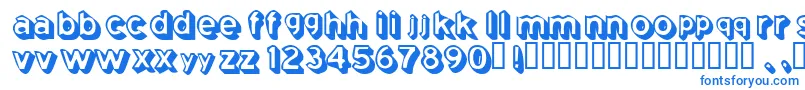 フォントComing – 白い背景に青い文字