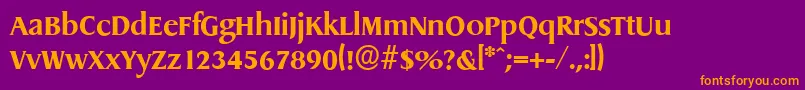 DragonserialXboldRegular-fontti – oranssit fontit violetilla taustalla