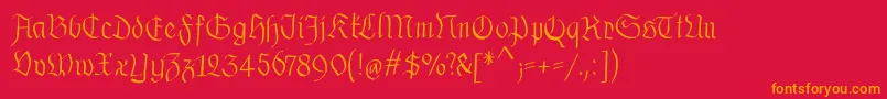 Mkalligfrax Font – Orange Fonts on Red Background