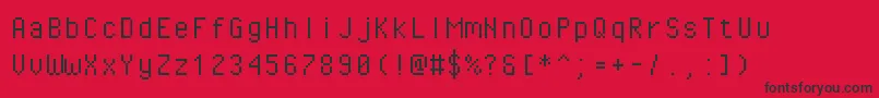 Pixeloperatormono-Schriftart – Schwarze Schriften auf rotem Hintergrund