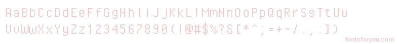 Pixeloperatormono-Schriftart – Rosa Schriften auf weißem Hintergrund