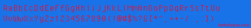 Pixeloperatormono Font – Red Fonts on Blue Background