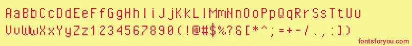 Pixeloperatormono Font – Red Fonts on Yellow Background