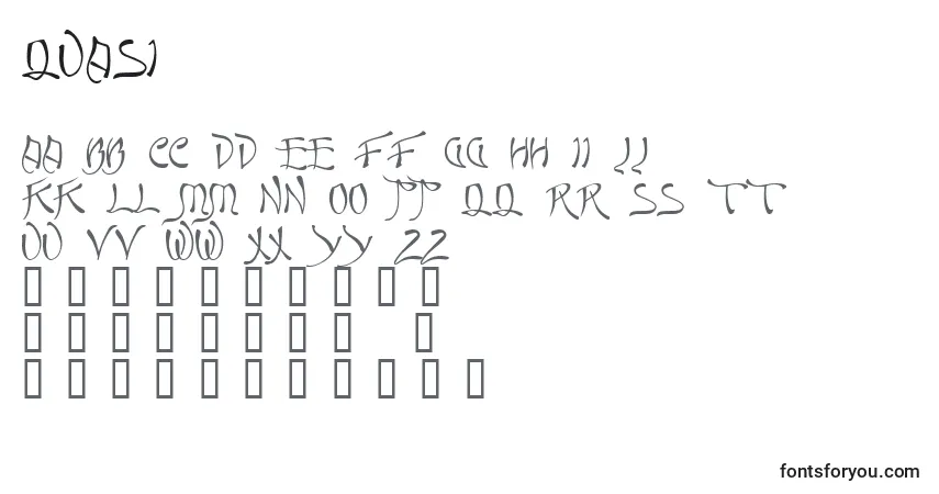 Czcionka Quasi – alfabet, cyfry, specjalne znaki