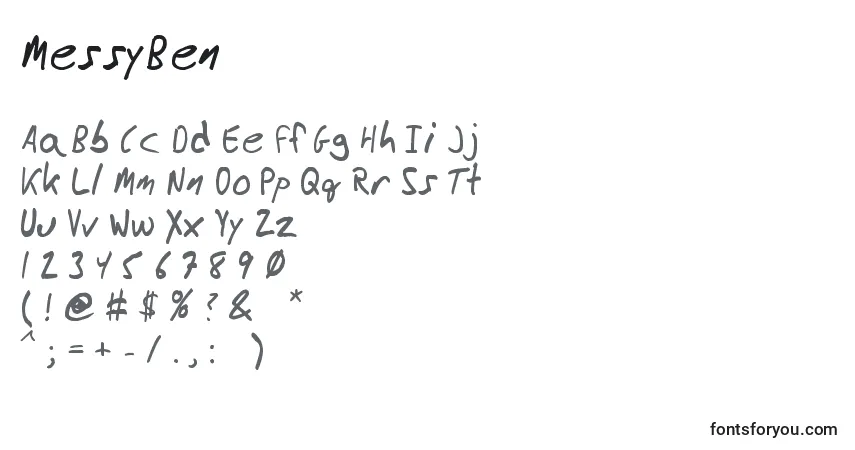 Czcionka MessyBen – alfabet, cyfry, specjalne znaki