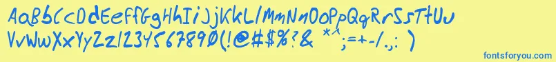 MessyBen Font – Blue Fonts on Yellow Background