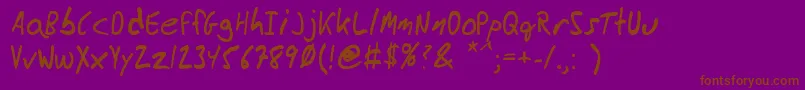 MessyBen-Schriftart – Braune Schriften auf violettem Hintergrund