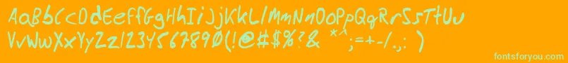 MessyBen-Schriftart – Grüne Schriften auf orangefarbenem Hintergrund