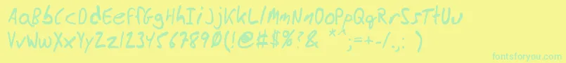 Saiba mais sobre a fonte MessyBen Fonte MessyBen – fontes verdes em um fundo amarelo