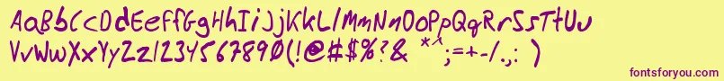 MessyBen Font – Purple Fonts on Yellow Background