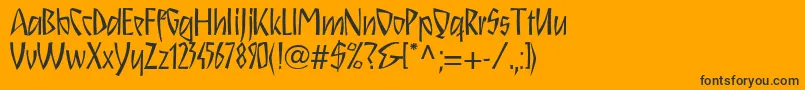 Schnitzll-Schriftart – Schwarze Schriften auf orangefarbenem Hintergrund