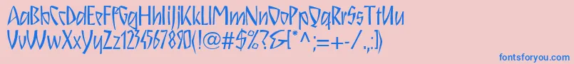 Schnitzll-Schriftart – Blaue Schriften auf rosa Hintergrund