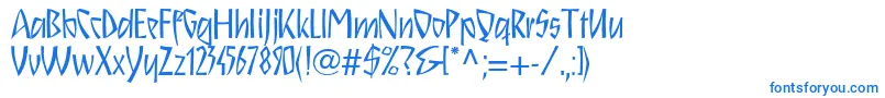 Schnitzll-Schriftart – Blaue Schriften auf weißem Hintergrund