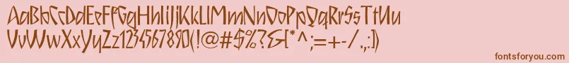 Schnitzll-Schriftart – Braune Schriften auf rosa Hintergrund