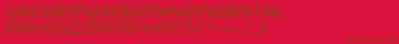 Schnitzll-Schriftart – Braune Schriften auf rotem Hintergrund
