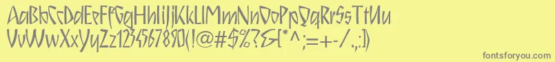 Schnitzll-fontti – harmaat kirjasimet keltaisella taustalla