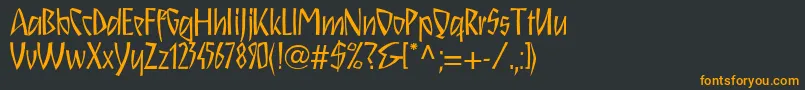 Schnitzll-Schriftart – Orangefarbene Schriften auf schwarzem Hintergrund