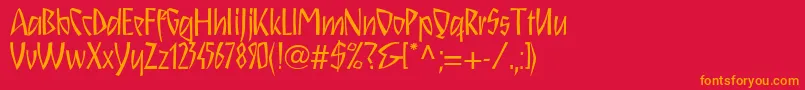 フォントSchnitzll – 赤い背景にオレンジの文字