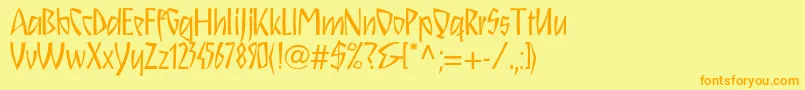 Schnitzll-Schriftart – Orangefarbene Schriften auf gelbem Hintergrund
