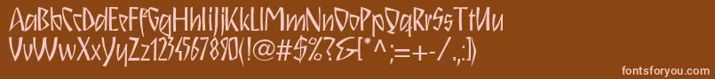 Schnitzll-fontti – vaaleanpunaiset fontit ruskealla taustalla