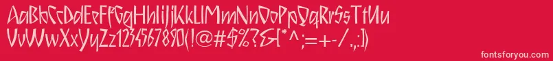 Schnitzll-Schriftart – Rosa Schriften auf rotem Hintergrund
