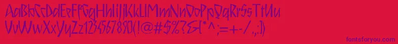 Schnitzll-Schriftart – Violette Schriften auf rotem Hintergrund