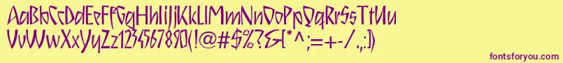 Schnitzll Font – Purple Fonts on Yellow Background