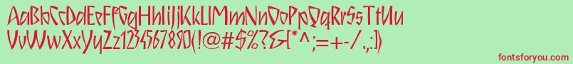 Schnitzll-Schriftart – Rote Schriften auf grünem Hintergrund