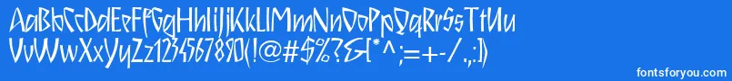 Schnitzll Font – White Fonts on Blue Background