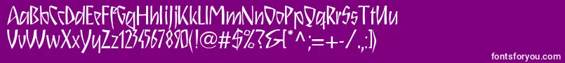 Schnitzll-Schriftart – Weiße Schriften auf violettem Hintergrund