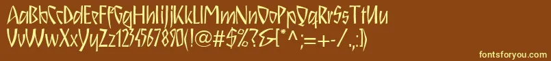 Schnitzll-fontti – keltaiset fontit ruskealla taustalla