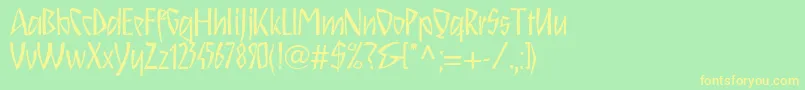 Schnitzll-Schriftart – Gelbe Schriften auf grünem Hintergrund