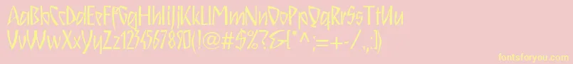 Schnitzll-fontti – keltaiset fontit vaaleanpunaisella taustalla