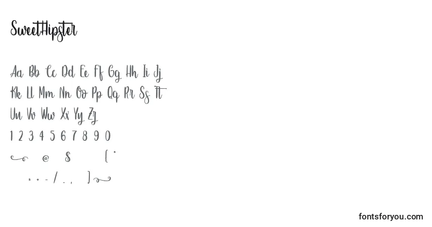 Schriftart SweetHipster – Alphabet, Zahlen, spezielle Symbole