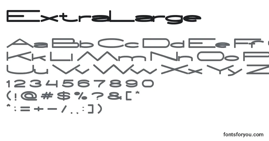 Schriftart ExtraLarge – Alphabet, Zahlen, spezielle Symbole