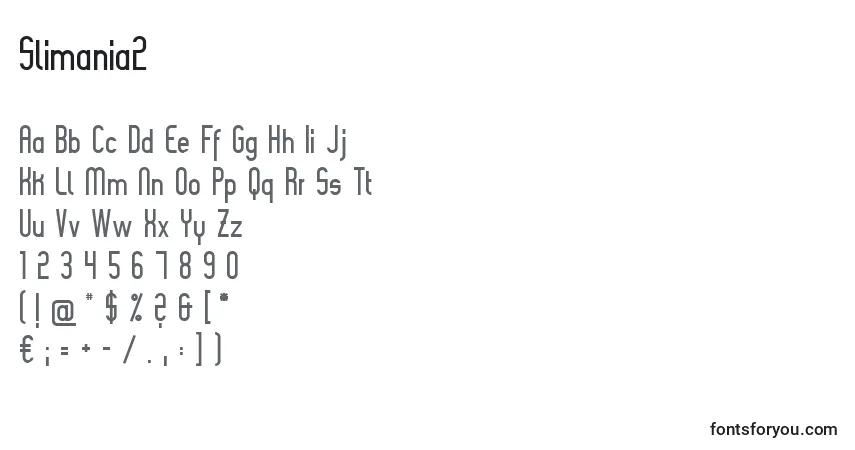 Schriftart Slimania2 – Alphabet, Zahlen, spezielle Symbole